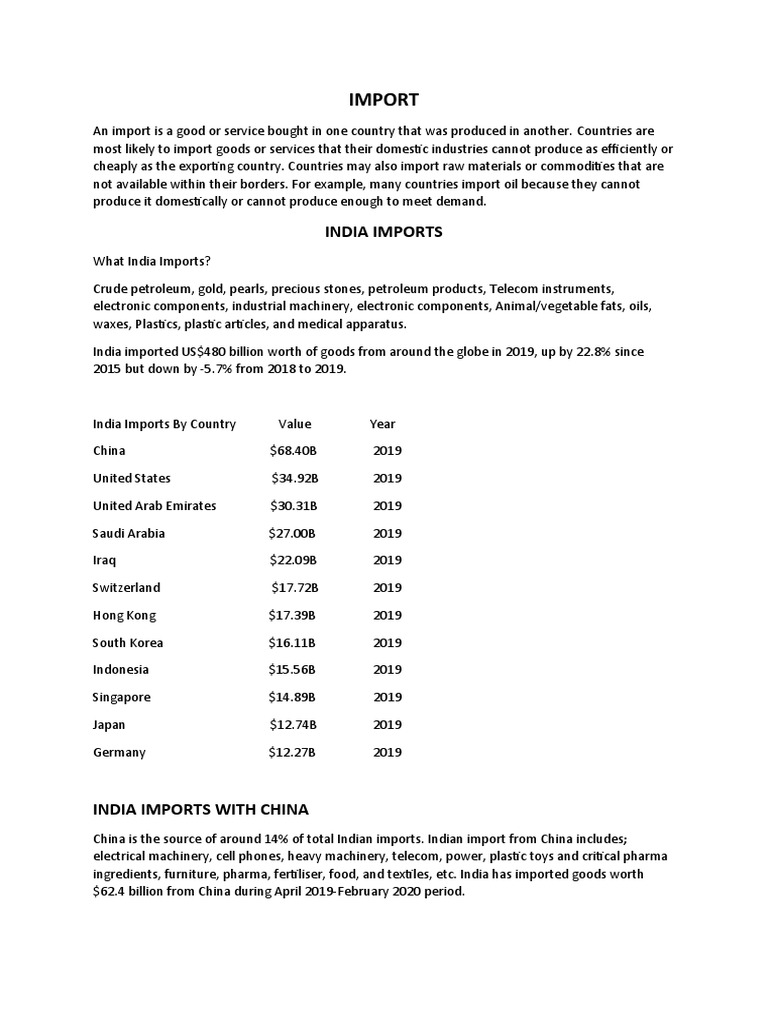 Import: India Imports | PDF | Petroleum | Economy Of India