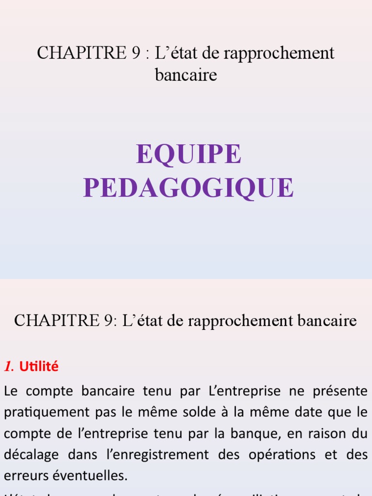 Chapitre 9 - Etat de Rapprochement | Télécharger gratuitement PDF ...