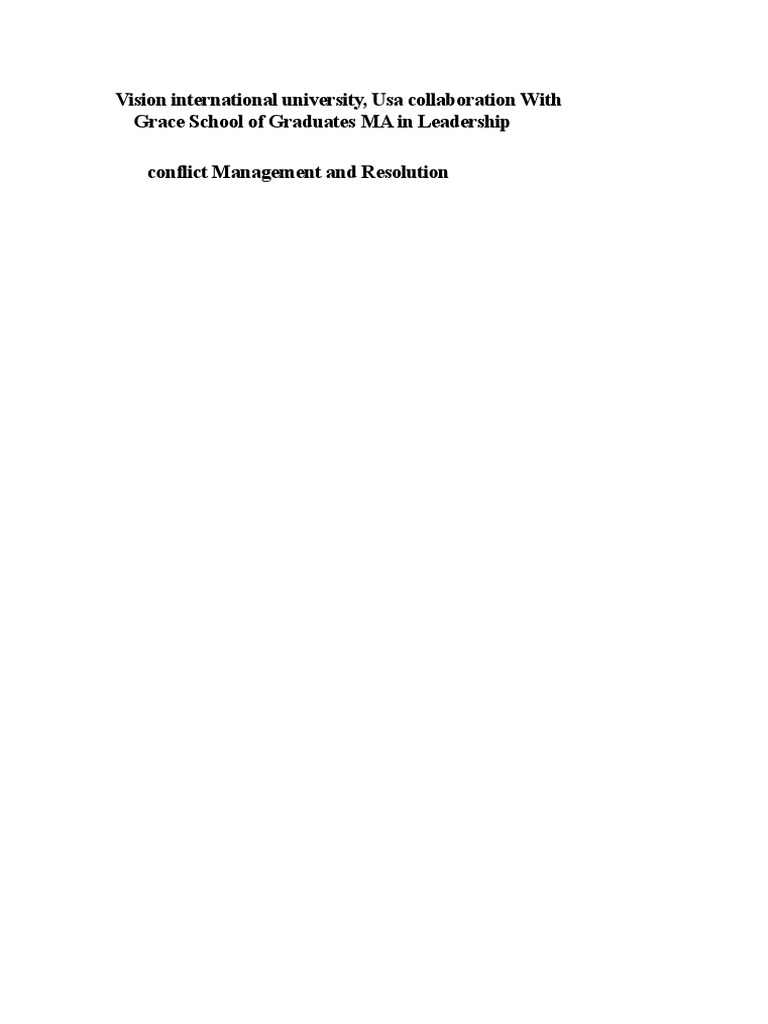 Conflict Management and Resolution Strategies | PDF | Conflict (Process ...