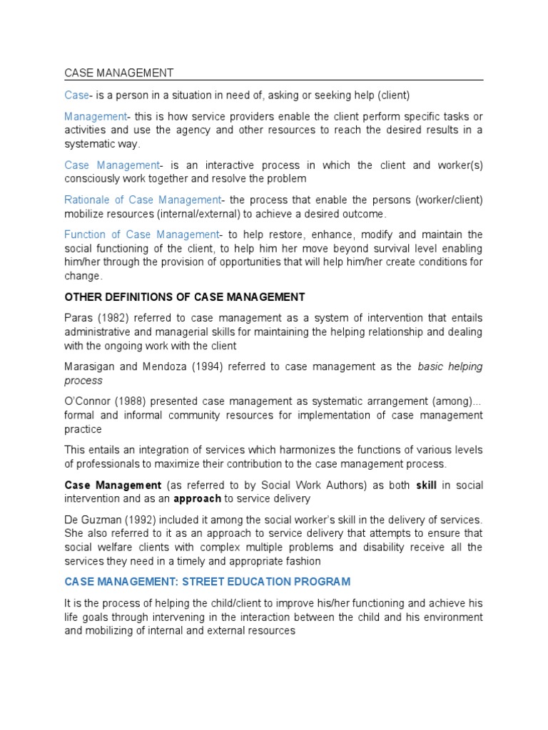 Case Management PDF Social Work Autonomy