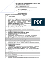 Syllabus & Weightage of Questions For On-Line Examination ADVERTISEMENT No: 05/2020 Manager (Fire Services)