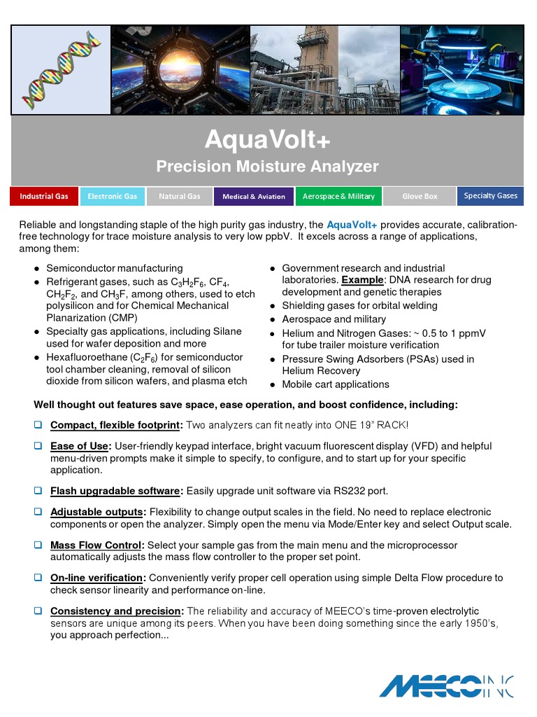 Aquavolt+: Precision Moisture Analyzer | PDF | Gases | Silicon