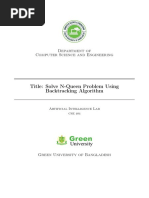 Title: Solve N-Queen Problem Using Backtracking Algorithm: Department of Computer Science and Engineering