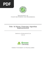 Title: K-Means Clustering Algorithm Implementation: Department of Computer Science and Engineering