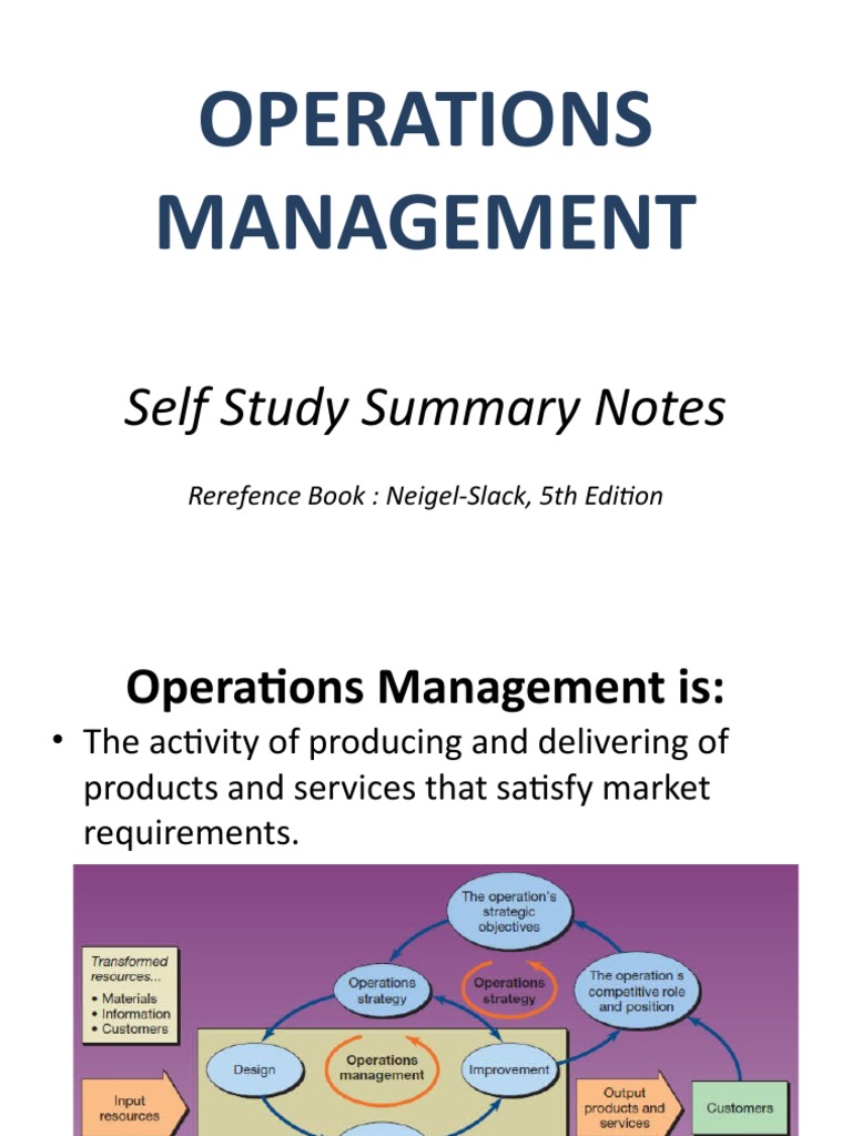 Operations Management Overview and Insights | PDF | Electrical ...