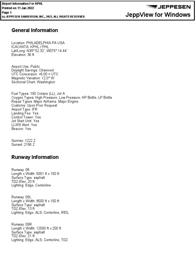 Jeppview For Windows: General Information General Information | PDF ...