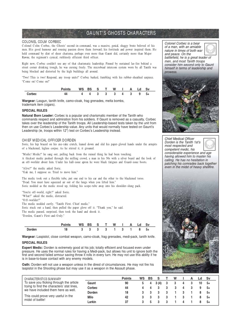 Gaunts Ghosts Character Rules 1 PDF Military Science Military
