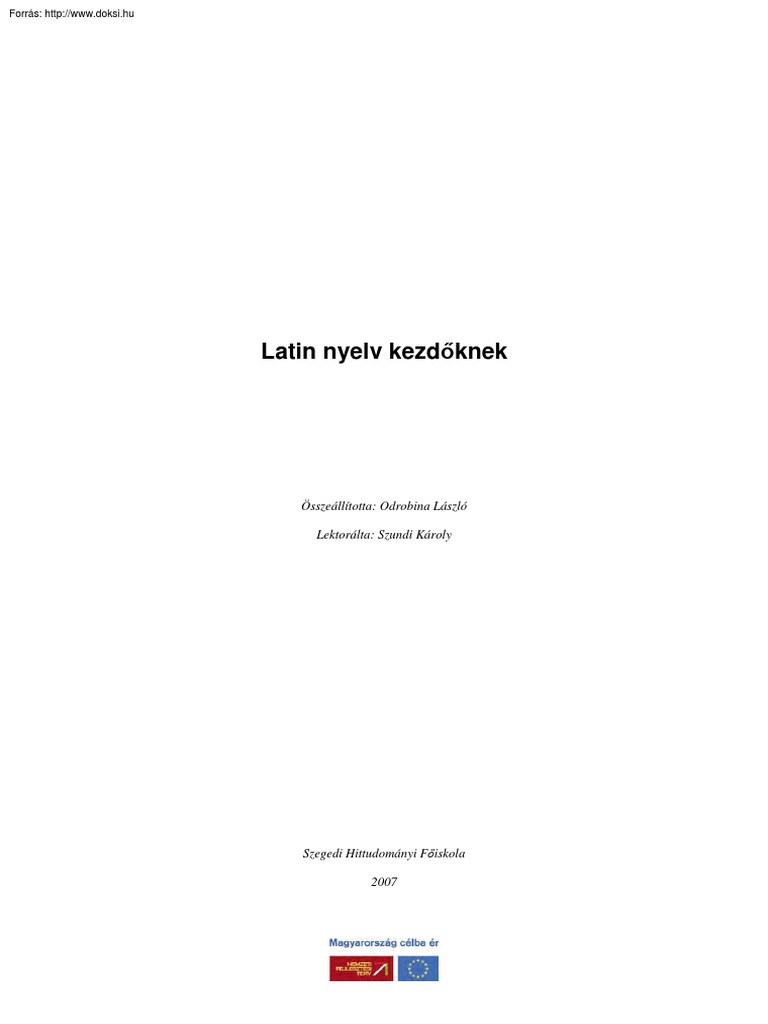 Odrobina Laszlo Latin Nyelv Kezdoknek | PDF