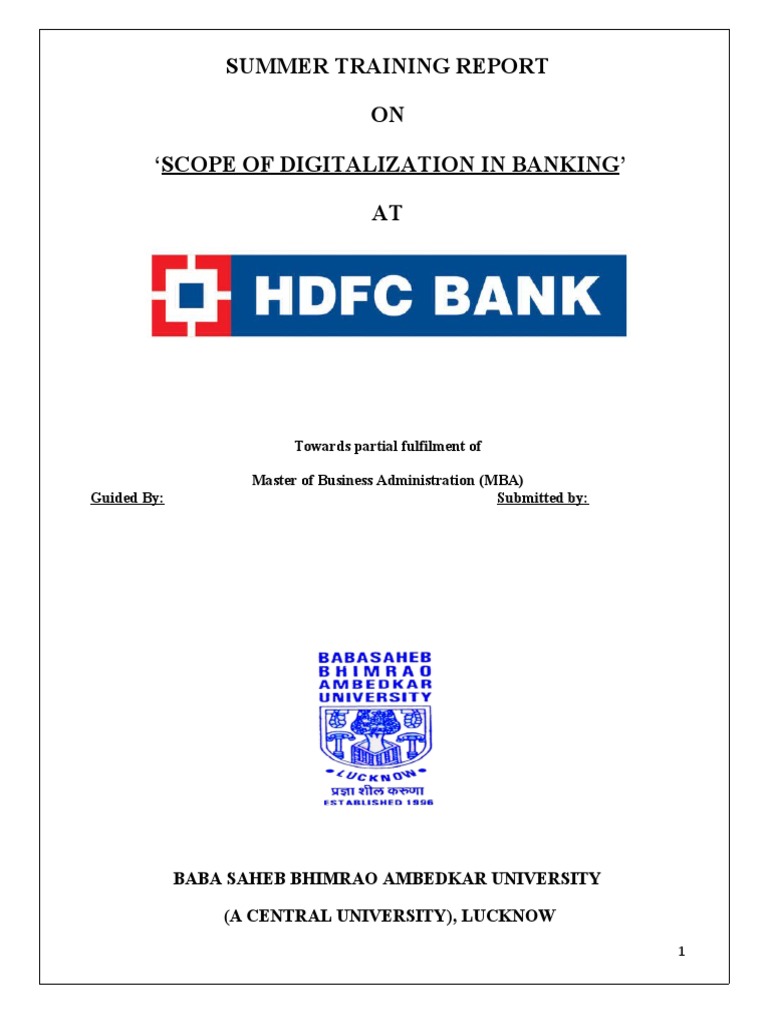 SCOPE OF DIGITALIZATION IN BANKING' HDFC | PDF | E Commerce | Online ...
