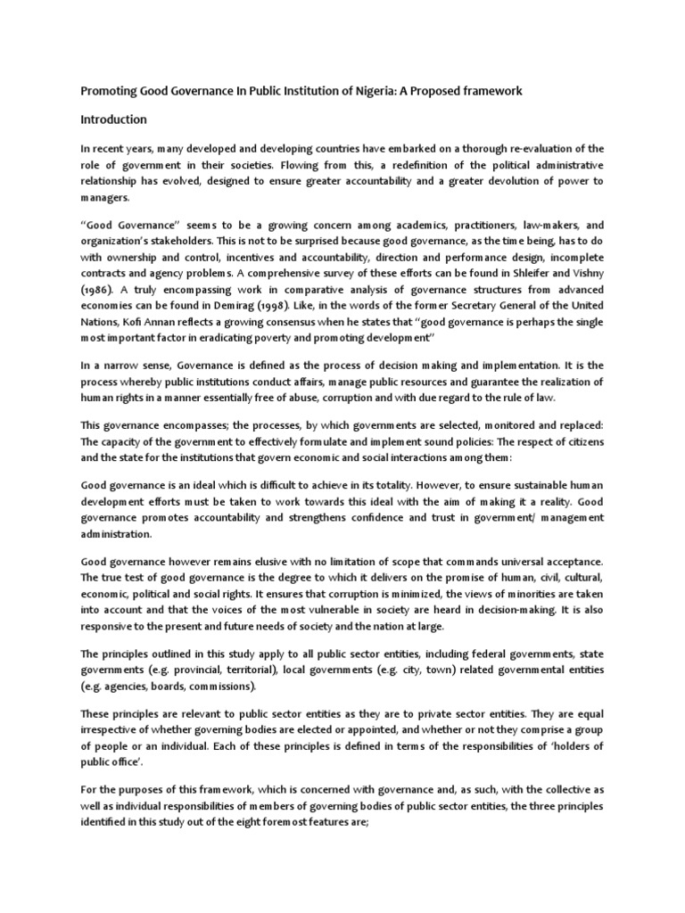 Promoting Good Governance in Public Institution of Nigeria | PDF ...