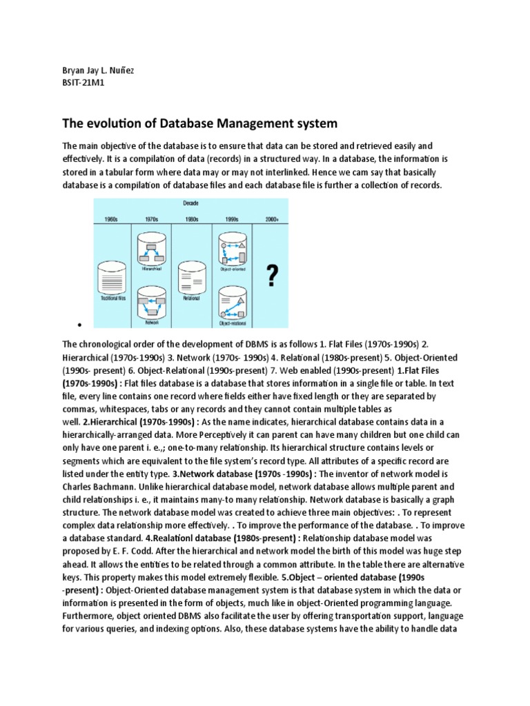 The Evolution of Database Management System | PDF | Databases ...