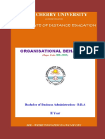 Pondicherry University Organisational Behaviour Course