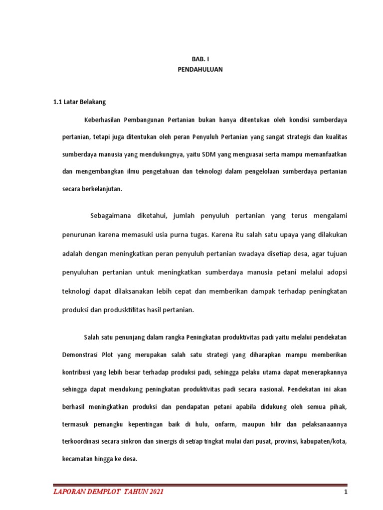 Laporan Demplot Padi Sawah 2021 | PDF