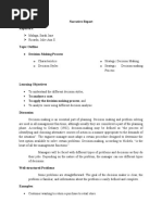 Narrative Report Decision Making Process