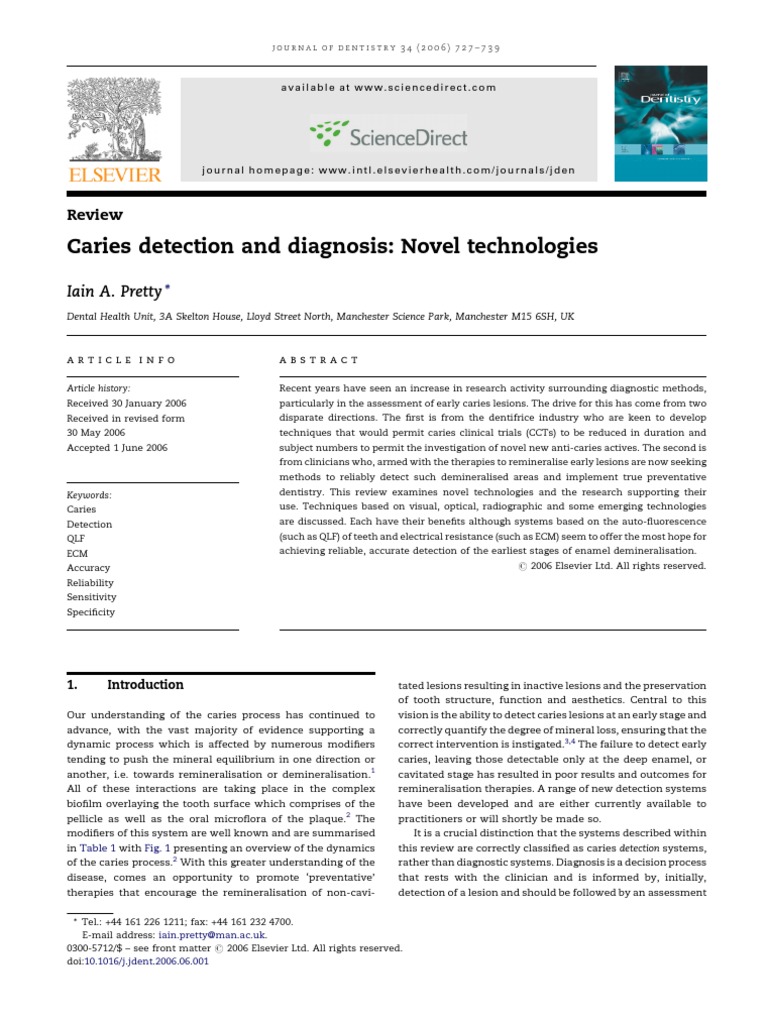 Advances in Caries Detection Technologies | PDF | Porosity | Tooth Enamel