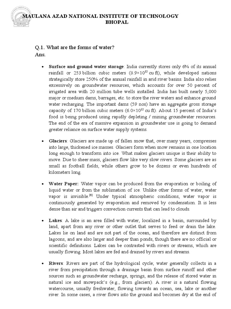 Water Resources in India An Analysis of Surface Water, Groundwater
