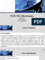 ECE 111: Electronics: Lecture No. 1 Course Lecturer Dr. Ahmed Benaya