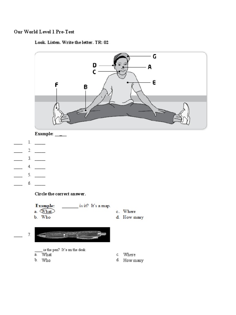 Our World Level 1 PreTest Answer Key PDF Classroom Cognition