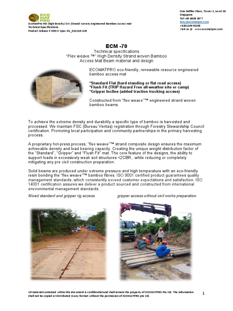 EcoMatpro HDSW - ECM-70 Access Mat Technical specifications-ISO ...