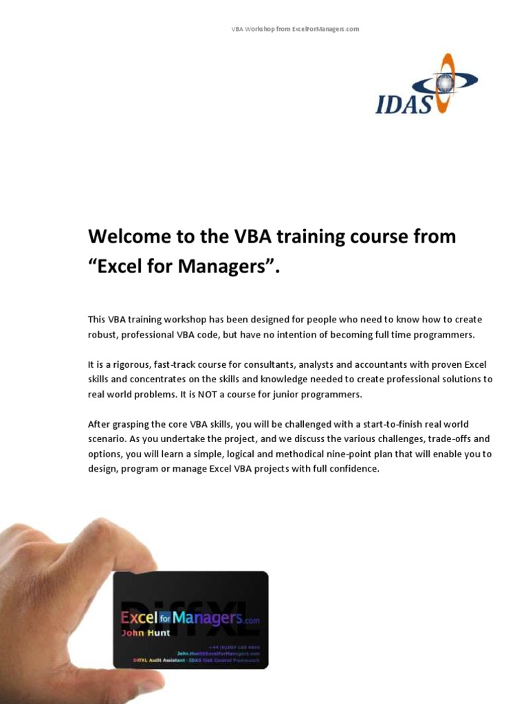 VBA For Managers | PDF | Visual Basic For Applications | Microsoft Excel