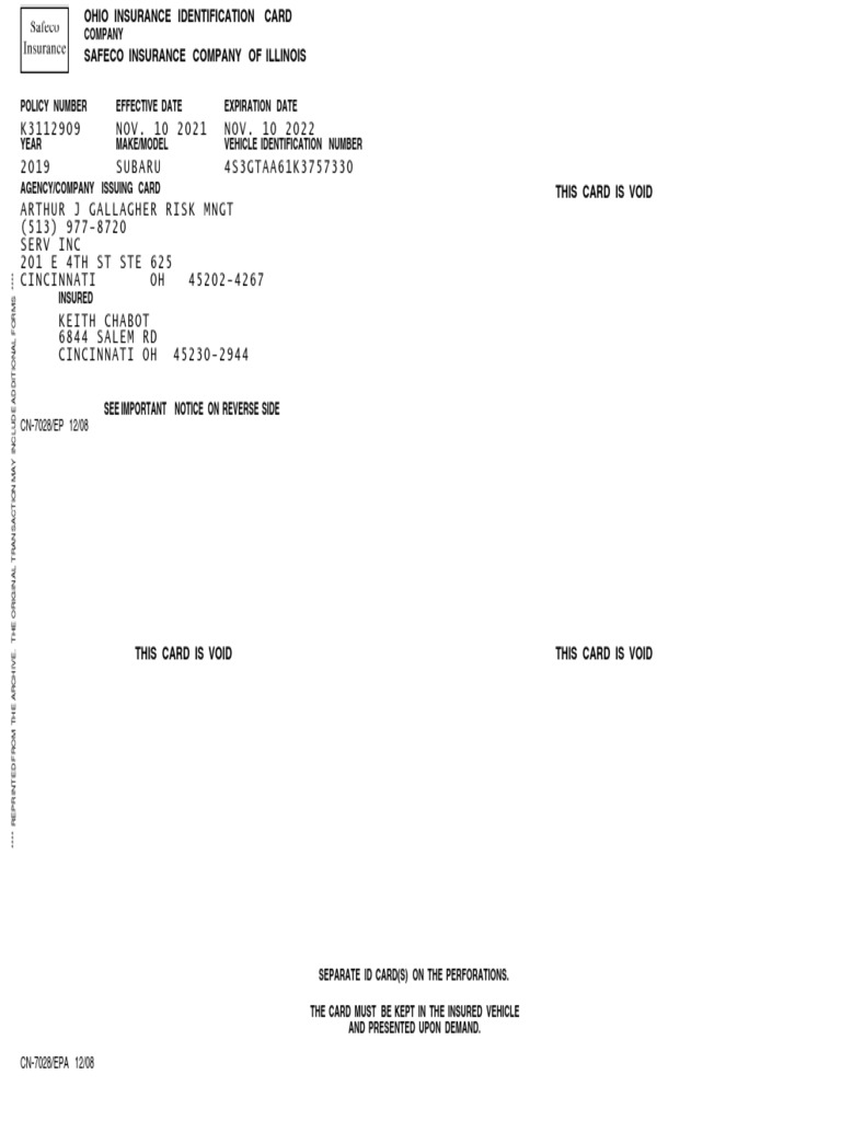Safeco PDF Insurance Identity Document