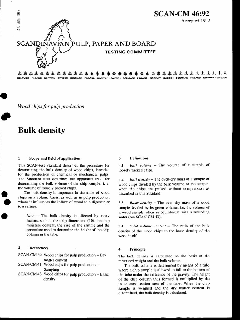Determining the Bulk Density of Wood Chips for Pulp Production | PDF ...