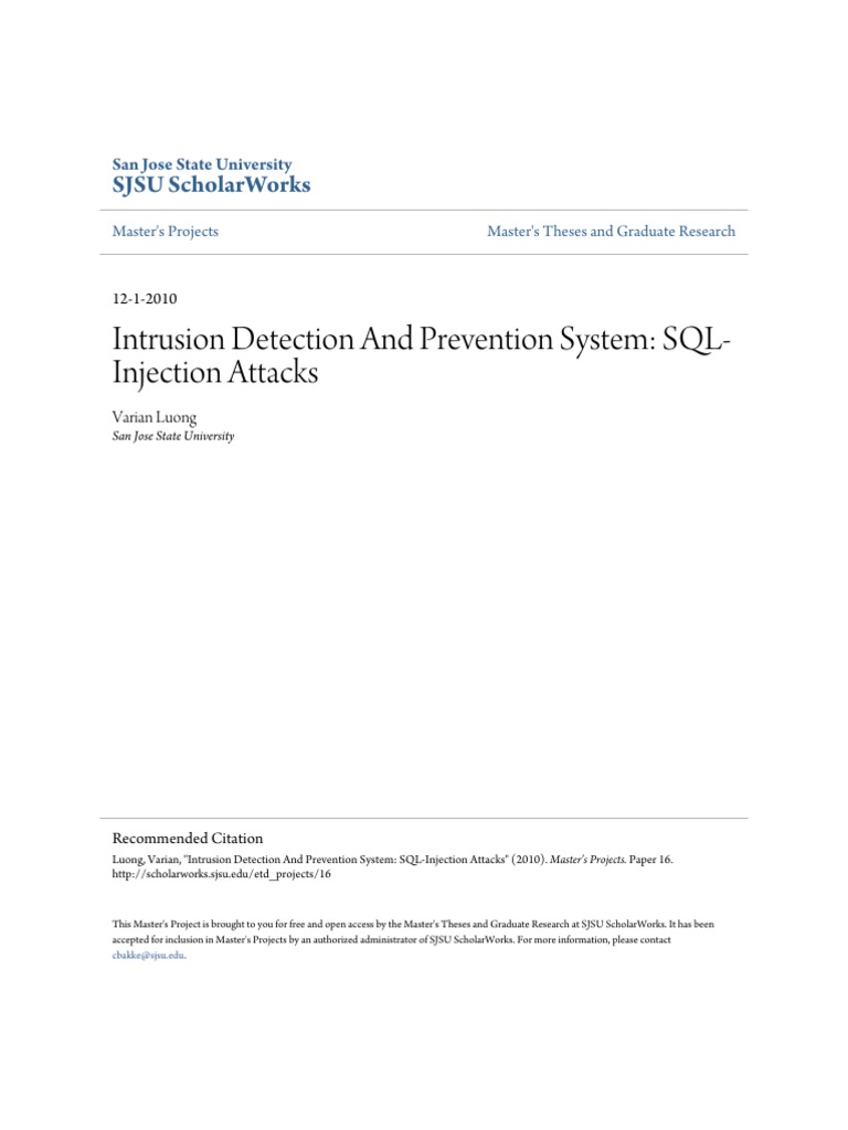 SQL Injection Prevention System Project | PDF | Databases | Computer ...