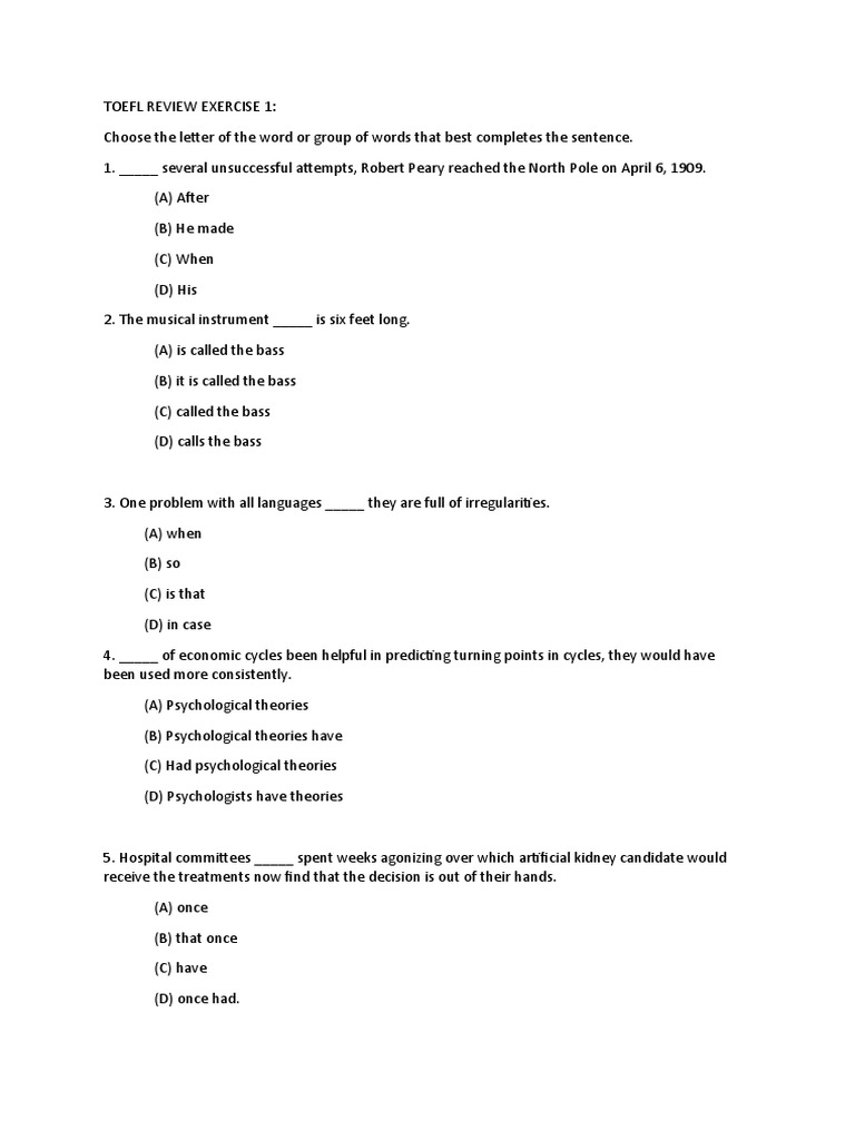 M13. Toefl Review Exercise | PDF | Travel | Young Adult