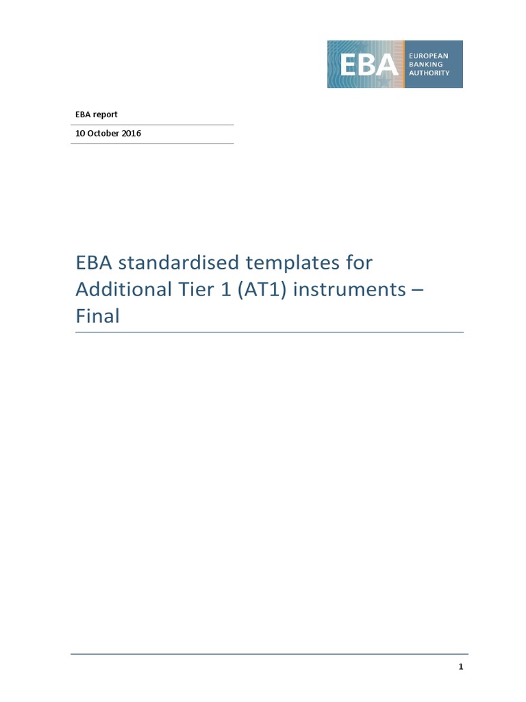 EBA Standardized AT1 Instrument Templates | PDF | Economies | Business Law