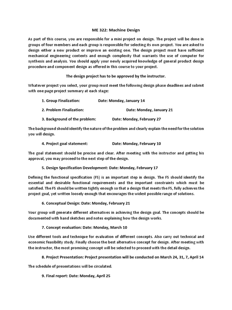 Mini Project Plan 2022 | PDF | Design | Goal