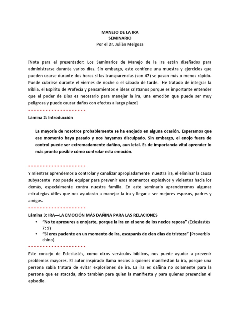Manejo de La Ira | PDF | Ira | Las emociones