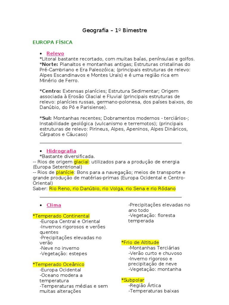 Geografia Resumo | PDF | Turismo na Europa | União Europeia, image size:768x1024