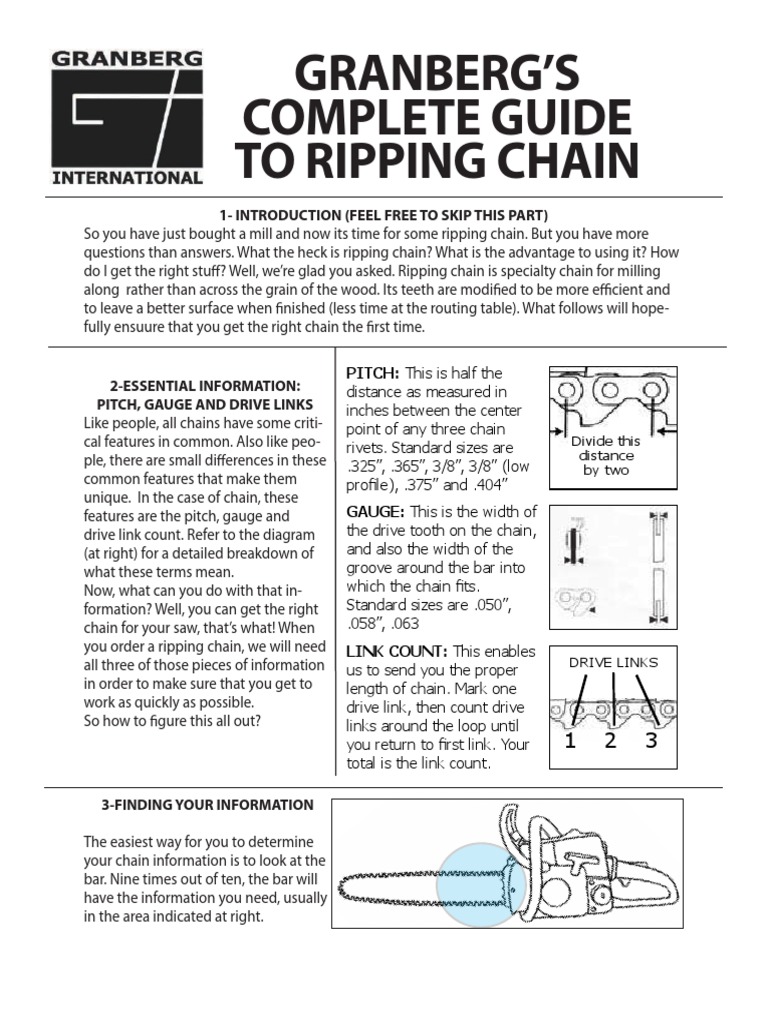 Granberg'S Complete Guide To Ripping Chain 1Introduction (Feel Free