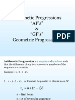 Arithmetic Progressions "AP's" & "GP'S" Geometric Progressions