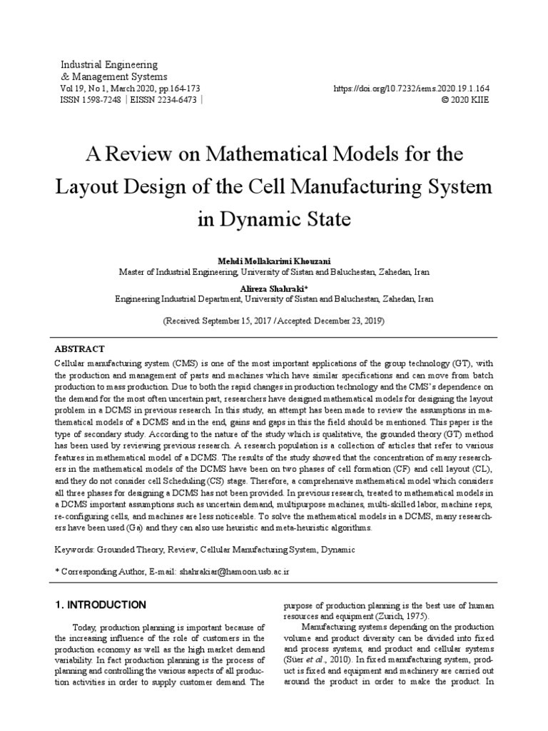 A Review On Mathematical Models For The Layout Design of The Cell ...