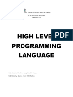 High Level Programming Language: 20 Sto. Rosario St. Karuhatan Valenzuela City