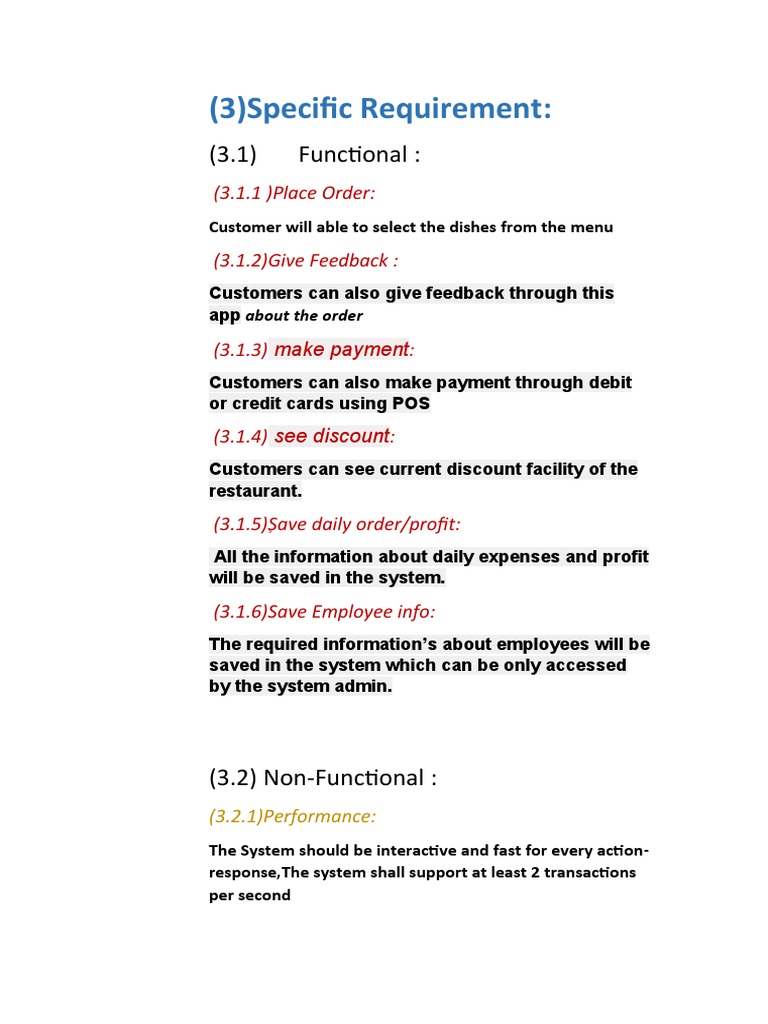 Specific Requirement (Update) PDF Point Of Sale User Interface