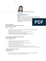 Miccaela Gulay Gabayoyo: Work Experience Detector Inspector, Sales Support/Admin Info Staff