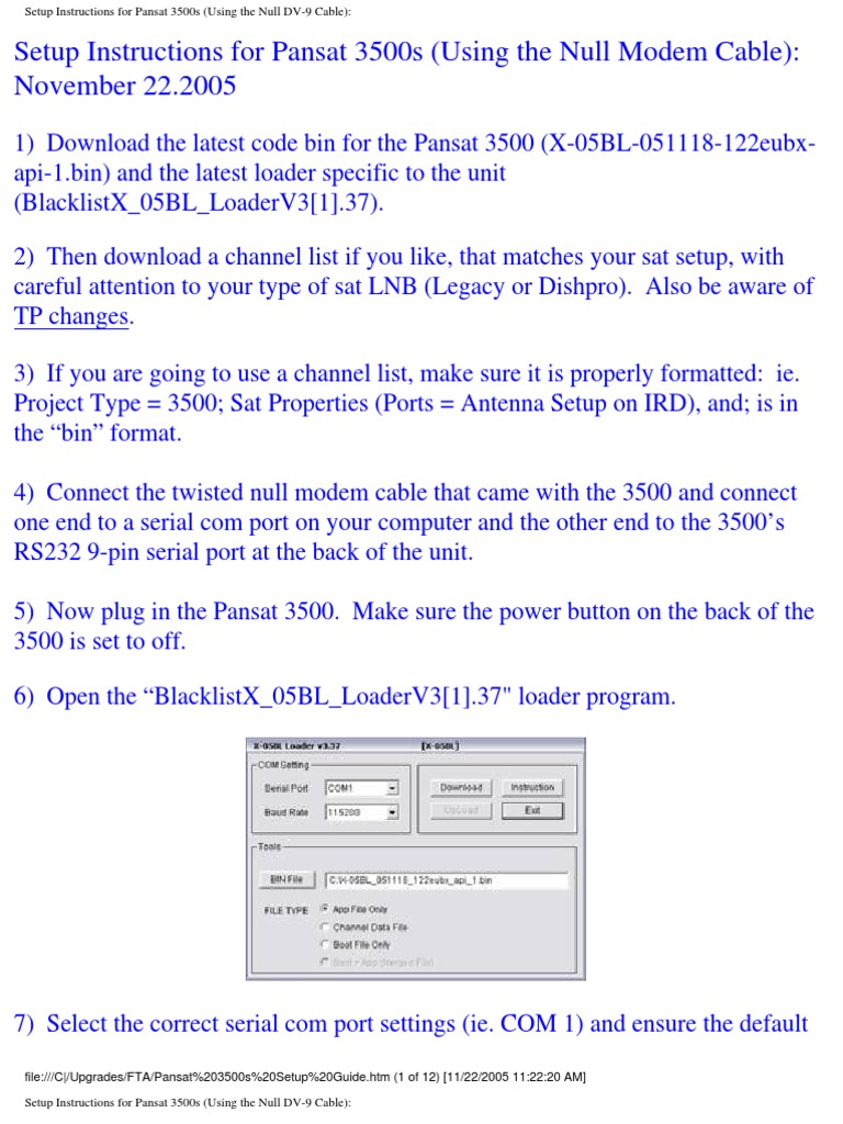 Pansat 3500s Setup Instructions | PDF | Computer File | Secure Digital
