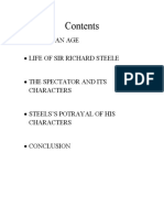Augustan Age Life of Sir Richard Steele The Spectator and Its Characters Steels'S Potrayal of His Characters Conclusion