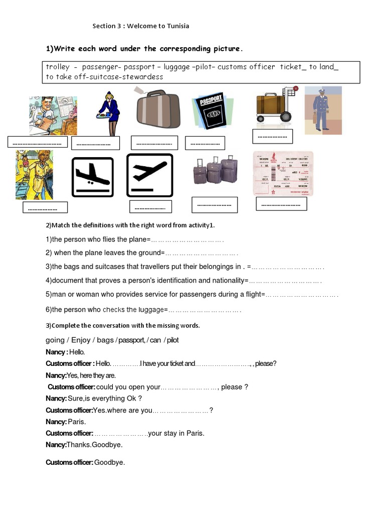 At The Airport Crosswords Role Plays Drama and Improvisation Acti