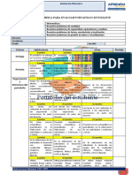 Evaluación portafolio estudiante matemáticas