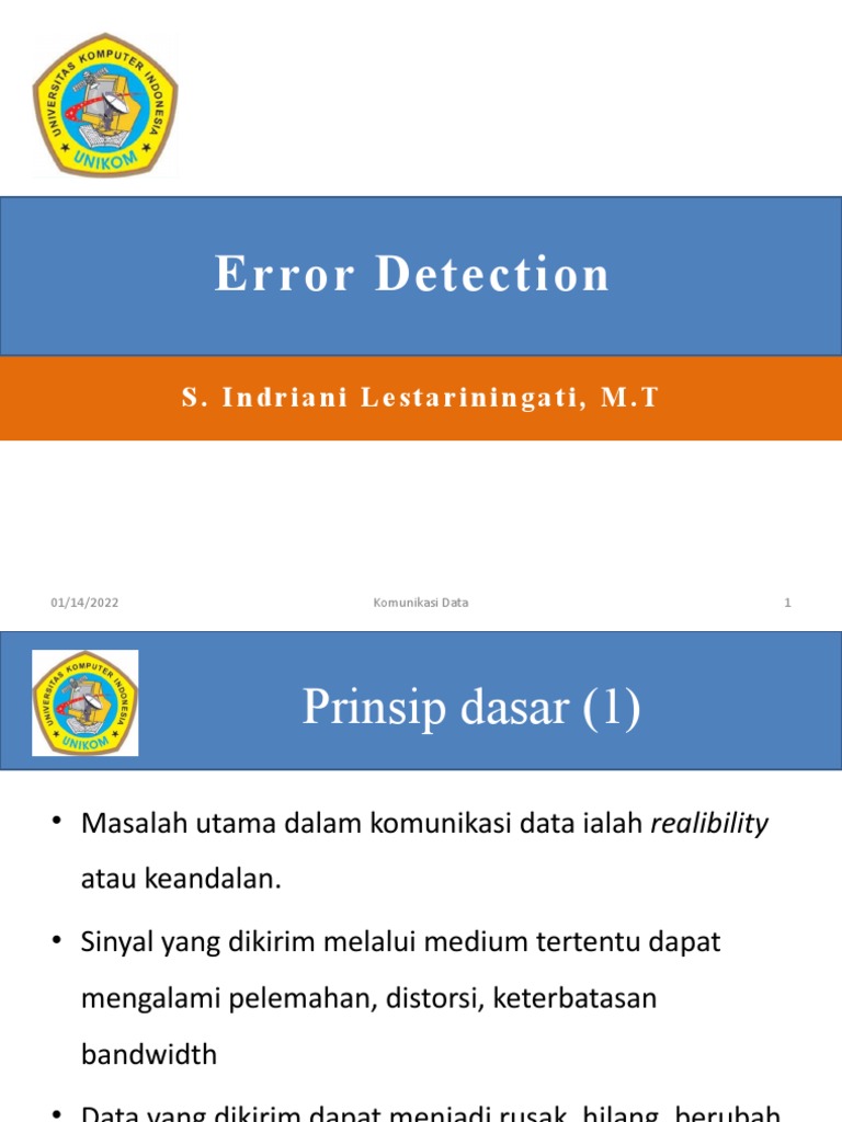 Prinsip Dasar Deteksi Kesalahan Dalam Komunikasi Data Pdf