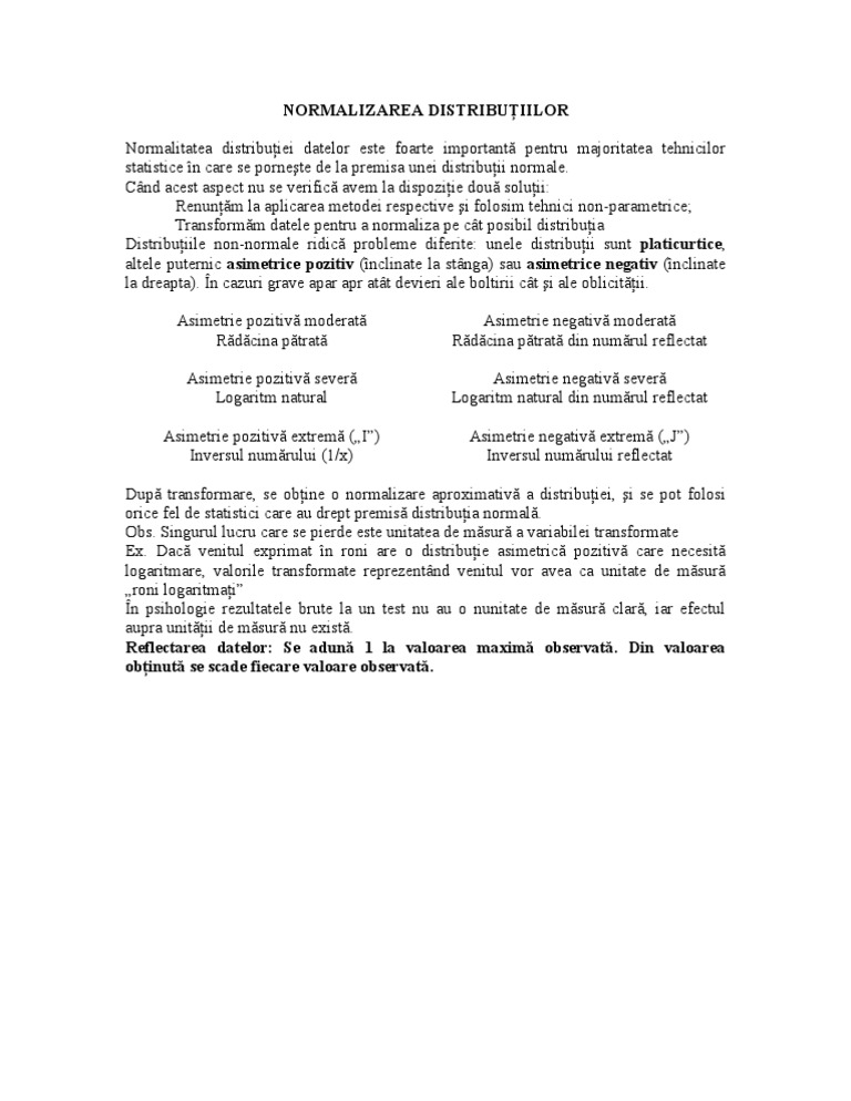 Normalizarea Distributiilor | PDF