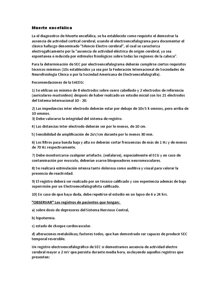 La el diagnostico de Muerte encefálica | PDF | Cerebro | Muerte