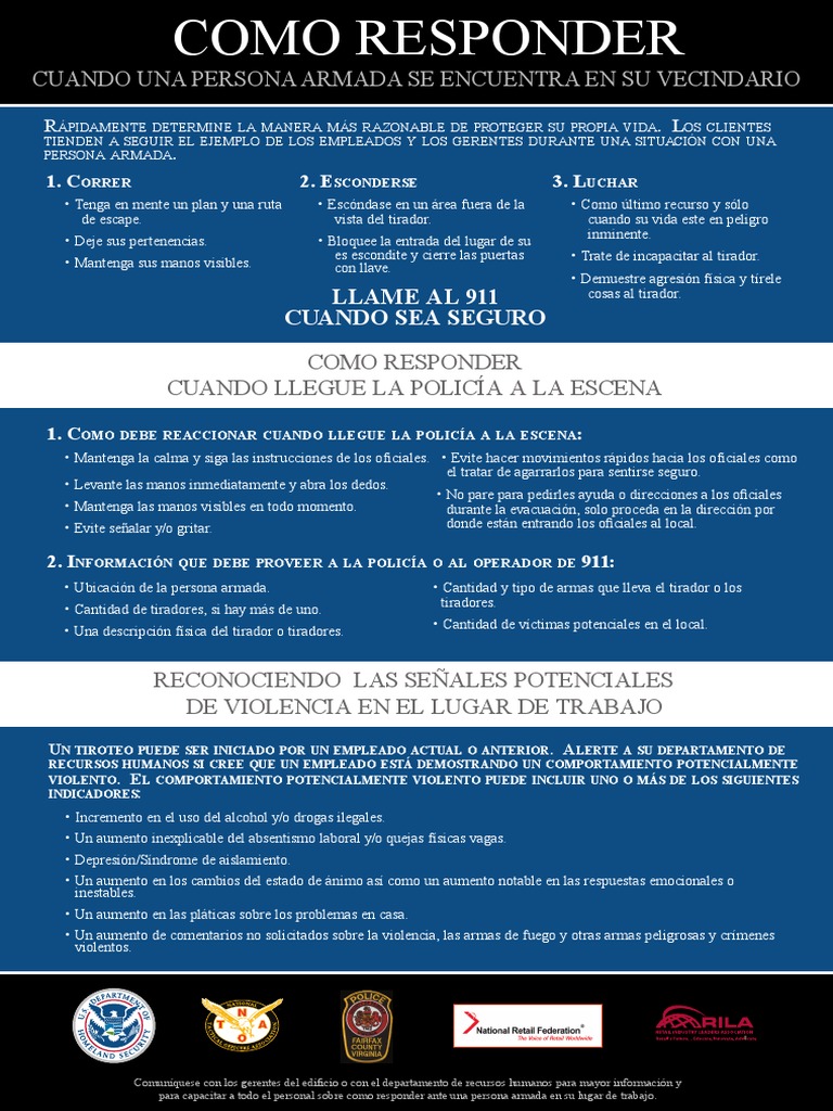 Active Shooter Poster Spanish 508 PDF Violencia Policía