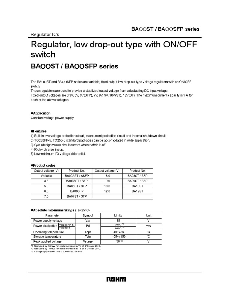 Circuito Integrado BA05ST | PDF | Capacitor | Power Supply