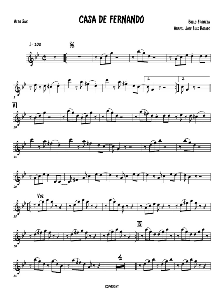 Casa De Fernando Alto Sax Pdf