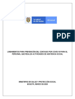 Lineamientos Para Prevención Del Contagio Por COVID-19 Para El Personal Que Realiza Actividades de Asistencia Social