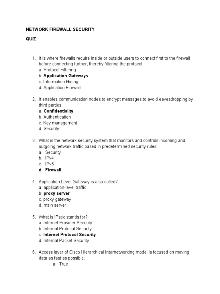 Network Firewall Security Quiz | PDF